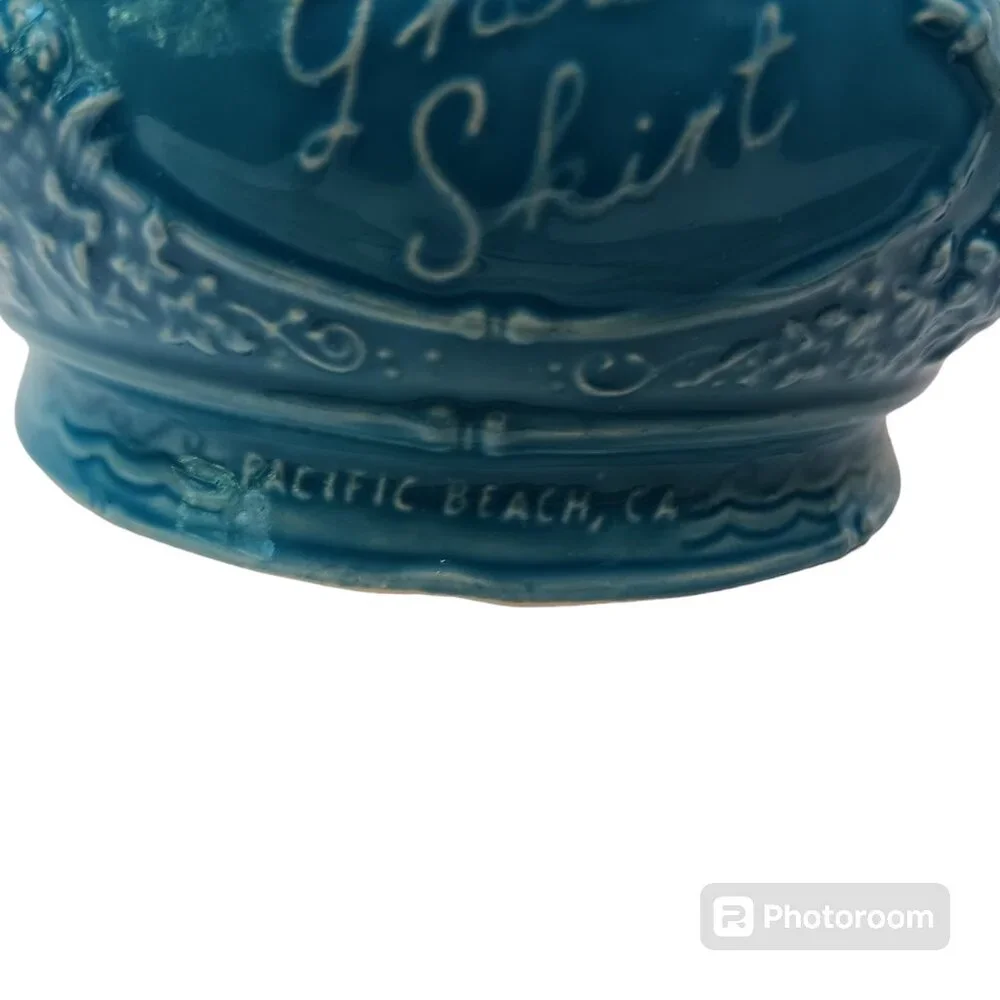 Tiki Farm Grass Skirt Blue Punch Bowl Pacific Beach CA 5